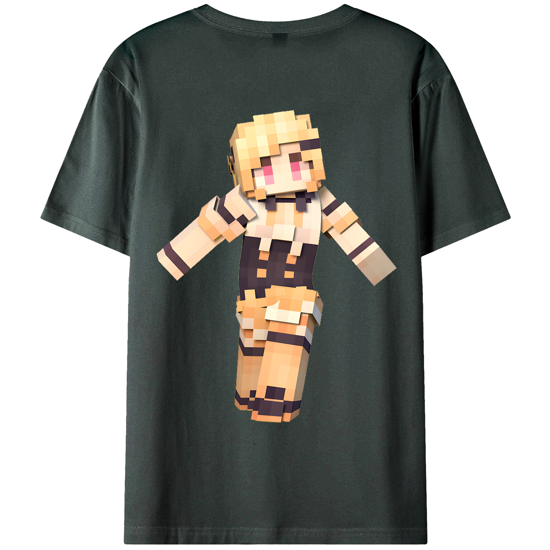 （画像用） マインクラフト ブロックの世界 Minecraft MC Block world 綿100％ メンズ半袖Tシャツ（バックプリント） 通気性